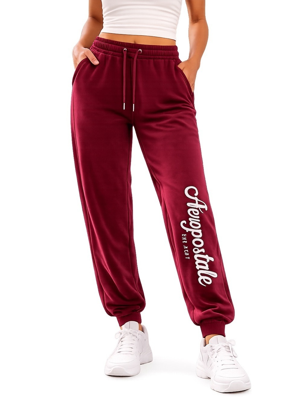Aeropostale Maroon Jogger Sweatpants Women’s Size XS Graphic Logo Lounge Pants